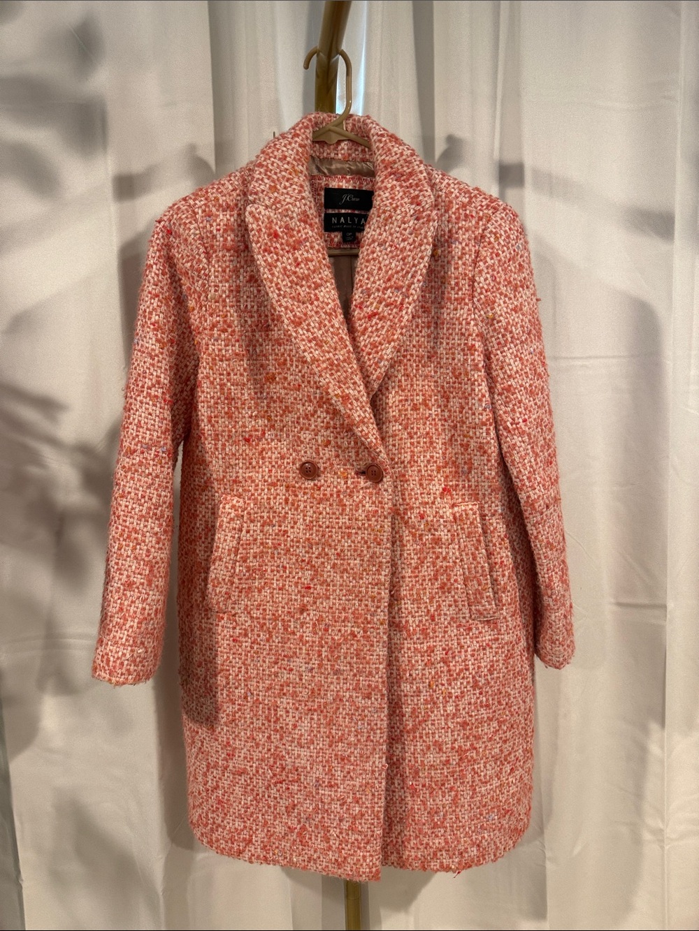 J. Crew Daphne in Italian Tweed Topcoat Faded Guava Nayla Size 0P - Picture 3 of 9